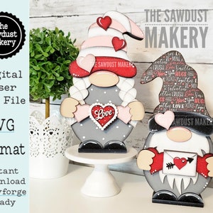 Add-on Interchangeable Gnome SVG File | Valentine | Laser Cut File | Valentine&#39;s Day Gnome SVG File | SVG | Gnome | Gnome Shelf Sitter