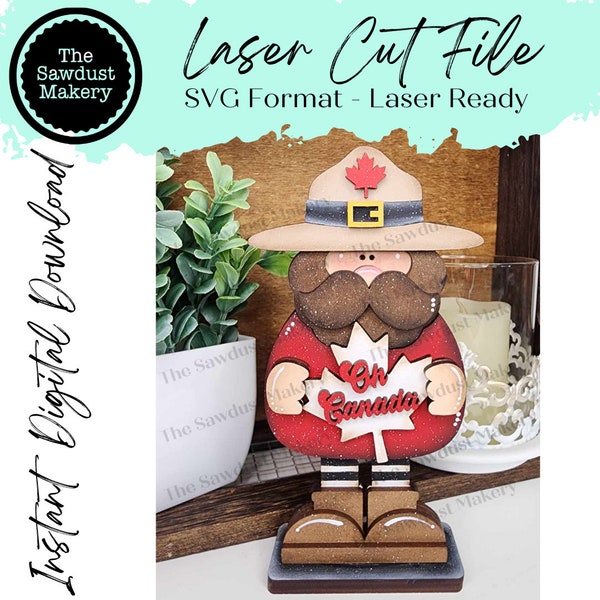 Standing Mini Canadian Mountie SVG File | Lucky | Laser Cut File | Canada SVG File | Oh Canada | Canada Day Shelf Sitter