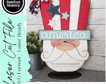 Uncle Sam Door Hanger SVG File  | Laser Cut File | Uncle Sam SVG File | Door Hanger svg | Summer svg | USA svg | Patriotic svg | America