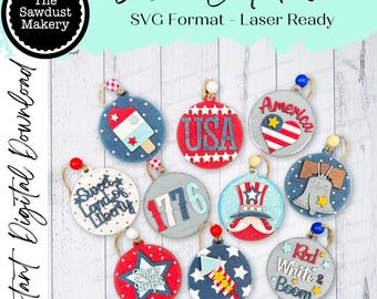 愛国的なアメリカの飾り SVG レーザー ファイル | 7 月 4 日のレーザー カット ファイル | レーザー飾り svg | Glowforge | アメリカの飾り | 7 月 4 日のレーザー