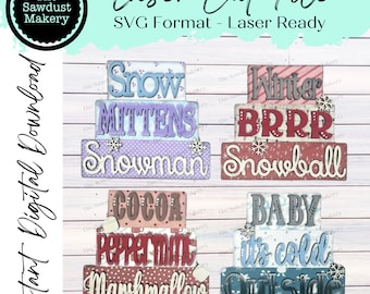Winter Word Stackers | Winter Mini Block SVG | SVG File | Laser Cut File | Glowforge | Winter Tiered Tray SVG Add-on laser cut svg file