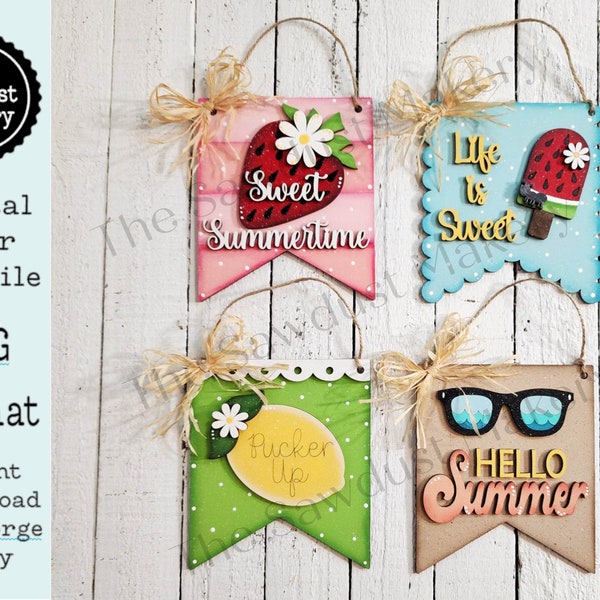 Summer Mini Hanger Signs | Summer Signs SVG | Door Hanger | SVG File | Laser Cut File | Glowforge | Mini Post Sign svgs