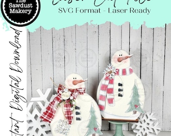 Winter Snowman Standing Shelf Sitter SVG File  | Laser Cut File | Standing Snowman SVG | Snowman Shelf Sitter | Winter Snowman SVG