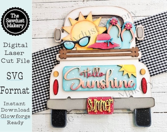 Add-on for Interchangeable Farmhouse Truck SVG | 12&quot; and 24&quot; Truck SVG | Hello Sunshine Summer Truck | Summer | Summer Truck Interchangeable