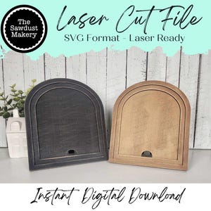 Austauschbarer kleiner doppelt gerahmter gewölbter Boho-Zeichenrahmen SVG | Laser-Schnitt-Datei | Boho Rahmen | Saisonale austauschbare SVG