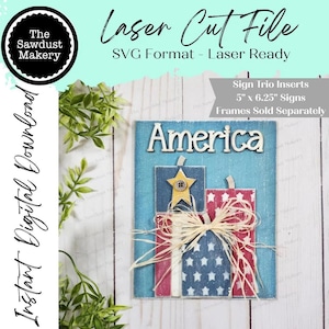 American Firework Sign  Laser Cut File |  Interchangeable Frame | 4th of July Sign Insert | 5" x 6.25" sign