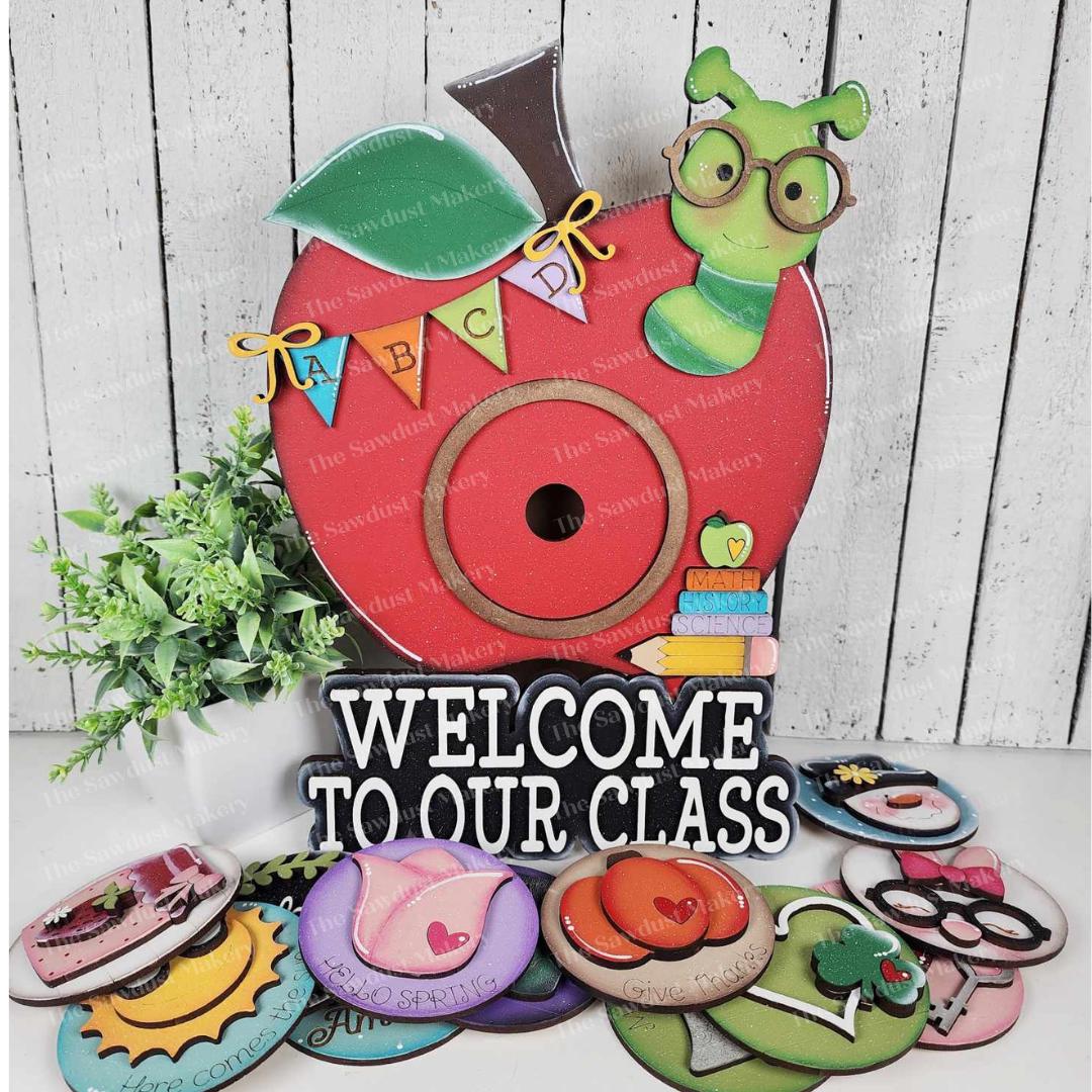 Interchangeable Welcome to Our Classroom Apple Sign Frame SVG | Laser ...