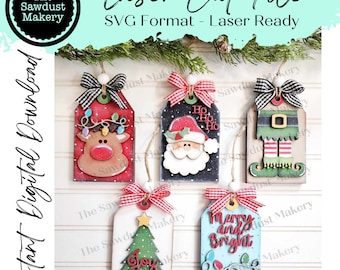 Christmas Ornament Gift Card Holder Laser Cut SVG File | Christmas Ornaments | Laser SVG File | Glowforge | Gift Tag SVG