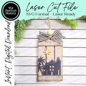 Kleine stad Bethlehem Pallet kerstornament lasergesneden SVG-bestand |  Kerstornament SVG |  Svg-bestand kerststal