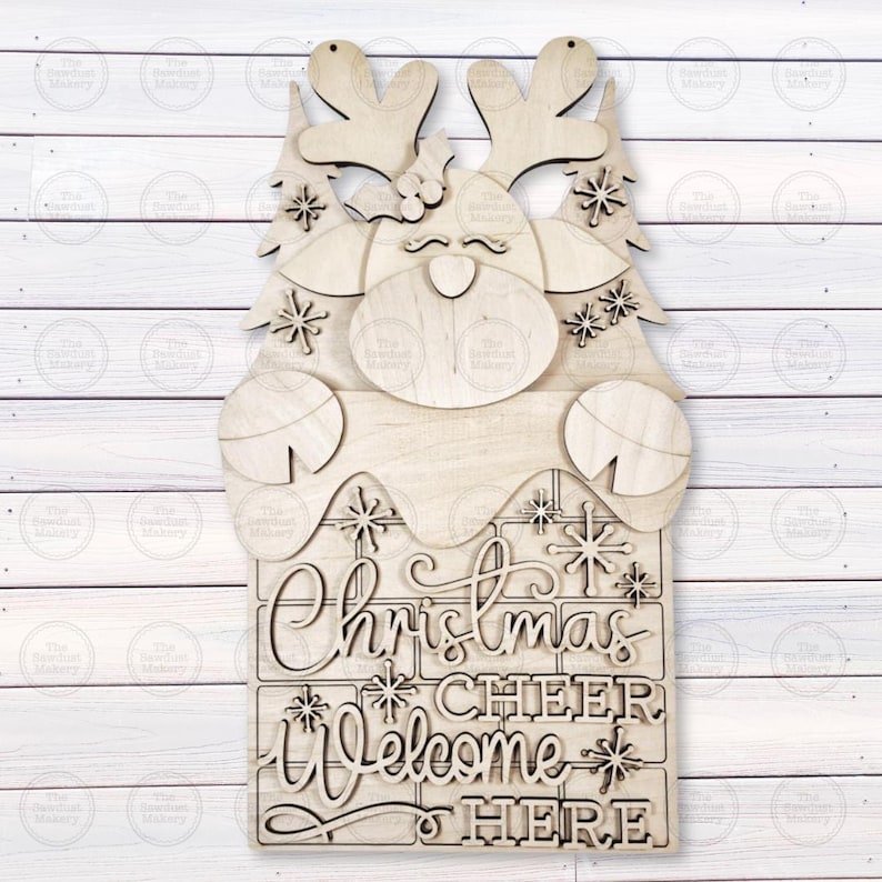 Christmas Cheer Chimney Reindeer Door Hanger SVG | Laser Cut File ...