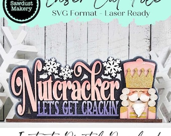 Nussknacker Shelf Sitter Stehendes Zeichen Datei SVG | Laser-Schnitt-Datei | Nussknacker SVG | Weihnachten Wort Kunst | Weihnachten SVG