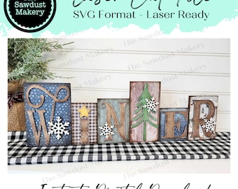 Winterwoordblok-SVG | Kerstwoordblok-SVG | SVG-bestand | Lasergesneden bestand | Glowforge | Manteldecor svg | Kerst-svg