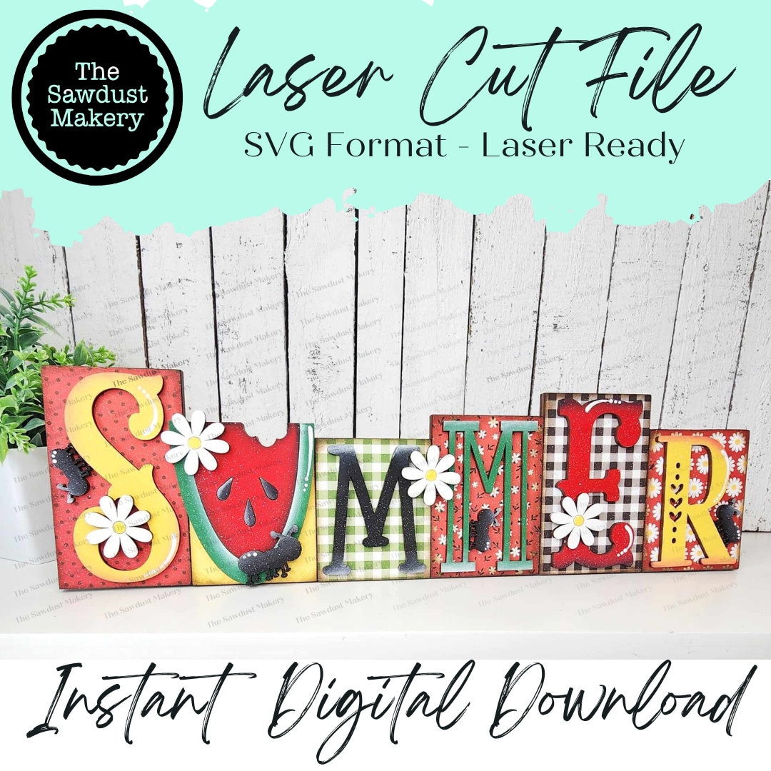 Summer Word Block SVG | Word Block SVG | SVG File | Laser Cut File ...