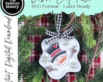 Melting Snowman Christmas Ornament SVG File | Laser Cut File | Christmas Ornament SVG | Ornament SVG | Snowman Laser Svg