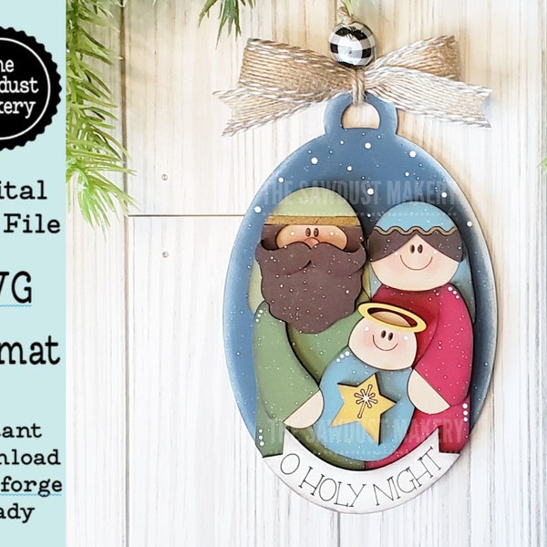 Christmas Blessing Nativity Ornament SVG File | Laser Cut File | Away in a Manger | Nativity SVG | O Holy Night | Christmas SVG