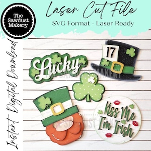 File SVG di Lucky Leprechaun per il giorno di San Patrizio / File di taglio laser / Glowforge / File SVG di Lucky / SVG / Baciami, sono irlandese