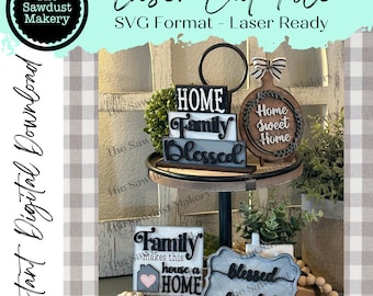 Home Tiered Tray SVG File | Laser Cut File | Home svg | Family | Home Sweet Home Laser File | Farmhouse SVG