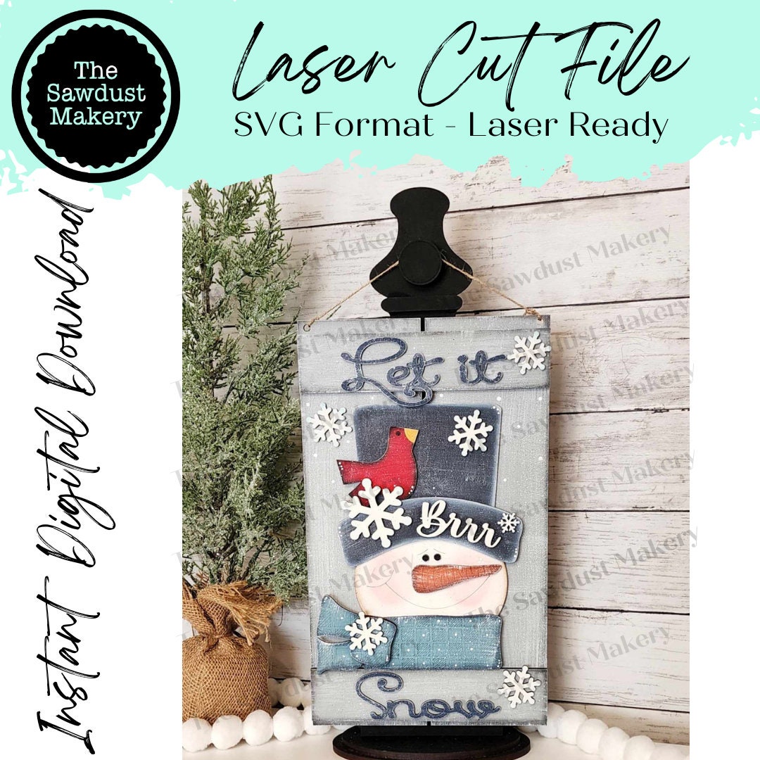 Let It Snow Snowman Pallet Sign Door Hanger SVG File | Laser Cut File ...