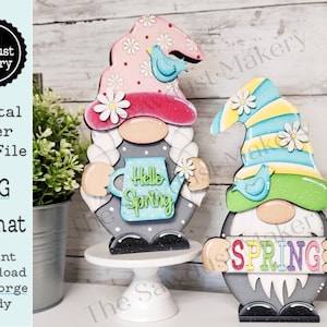 Add-on austauschbare Gnome SVG-Datei | Frühlings Add-on | Laser-Schnitt-Datei | Frühling Blumenzwerg SVG-Datei | SVG | Wichtel | Kantenhocker