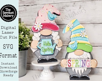 Add-on Interchangeable Gnome SVG File | Spring Add - on | Laser Cut File | Spring Flower Gnome SVG File | SVG | Gnome | Gnome Shelf Sitter