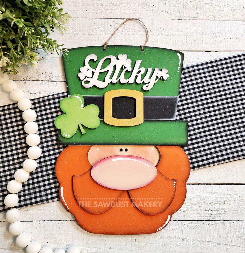 Lucky Leprechaun Door Hanger SVG Laser File St. - Etsy