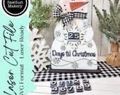 Snowman Christmas Countdown Shelf Sitter SVG File | Laser Cut File | Glowforge | Snowman SVG | Countdown to Christmas svg | Snowman