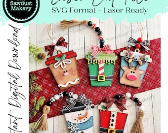 Christmas Latte Cup Ornament Gift Card Holder Laser Cut SVG File | Christmas Ornaments | Laser SVG File | Glowforge | Gift Tag SVG