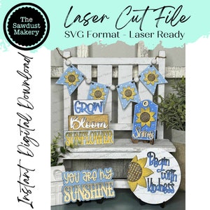 Fichier SVG Tournesol | Fichier découpé au laser | Forgelumineuse | Décoration tournesol d'automne | Lime laser à plateaux à plusieurs niveaux Tournesol | Tournesol SVG
