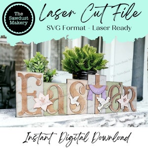 Religious Easter Word Block SVG |  Word Block SVG | SVG File | Laser Cut File | Glowforge | Mantle Decor svg | Easter svg