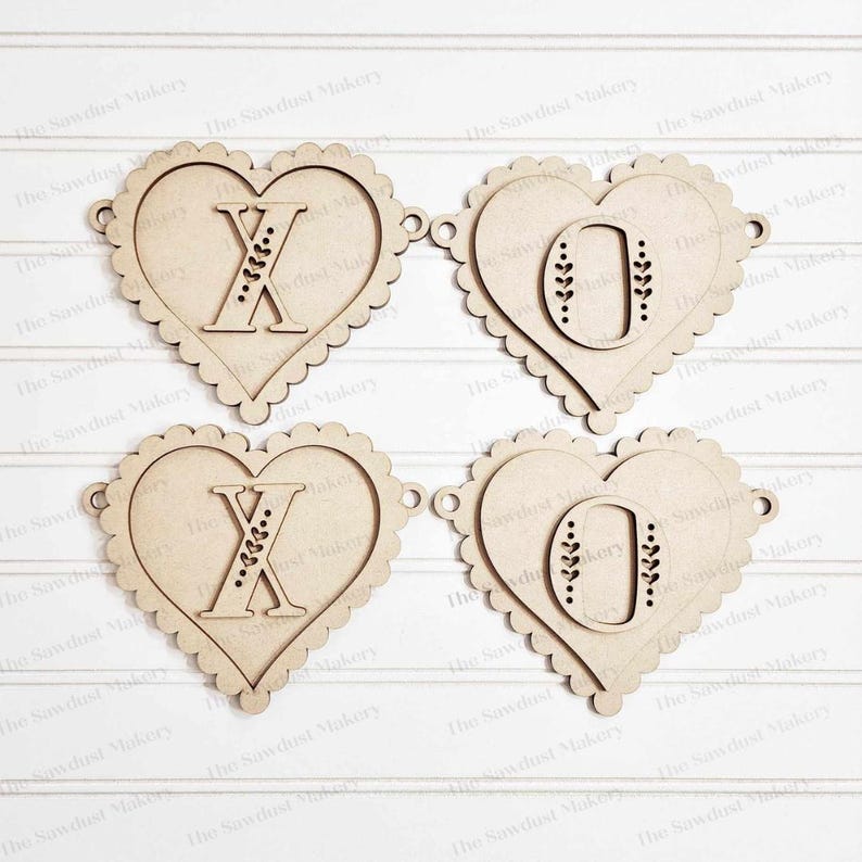 XOXO Heart Valentine Banner SVG | Laser Cut File | Glowforge | Valentine's Day SVG | Valentine Heart svg | Banner | Love | Valentine image 2