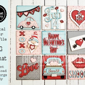 Valentine Laser Cut Files | Valentine Interchangeable Leaning Sign Bundle File SVG | Glowforge | Valentine Tiered Tray SVG | Farmhouse Frame