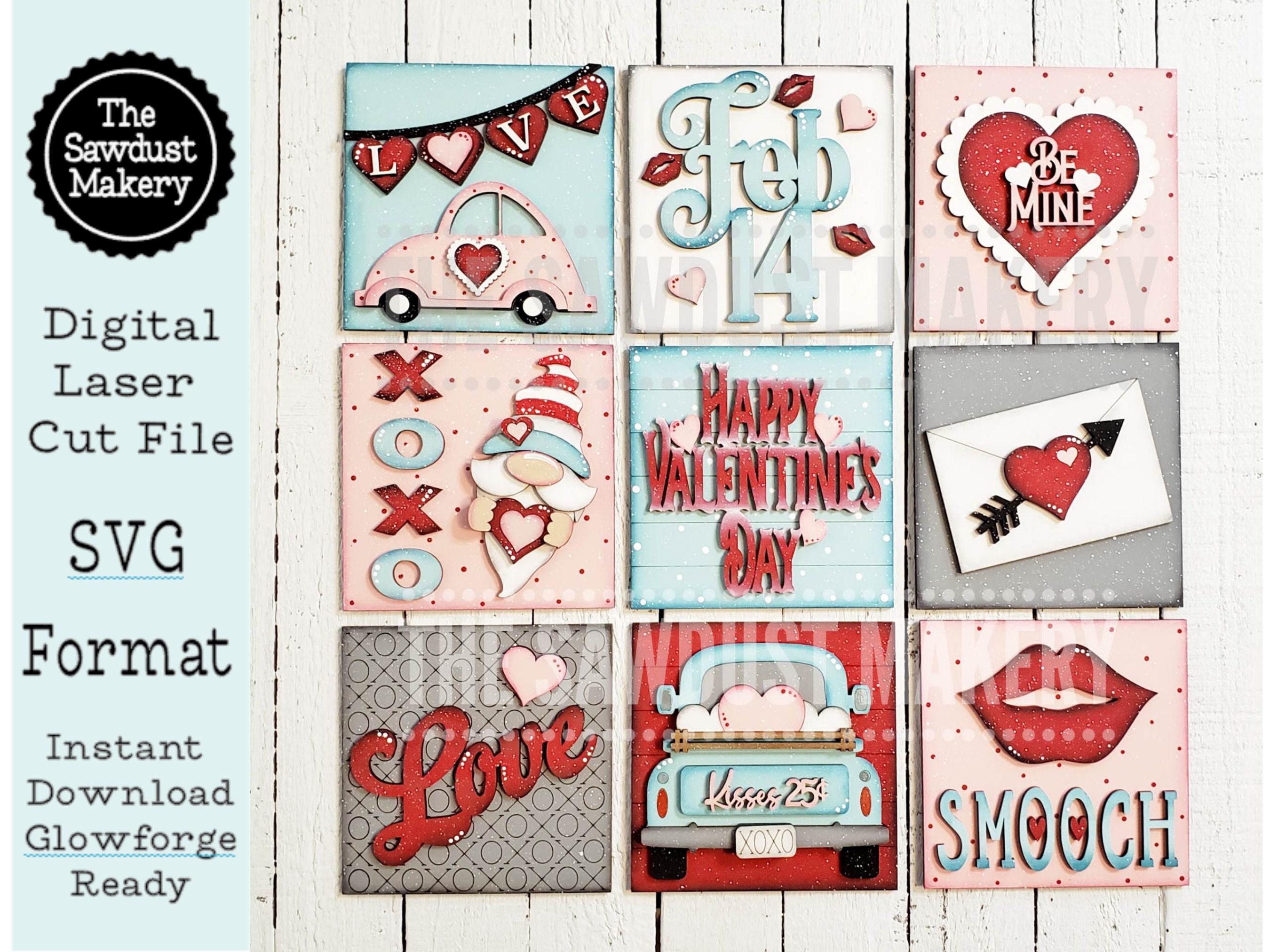 Valentine Laser Cut Files Valentine Interchangeable Leaning - Etsy