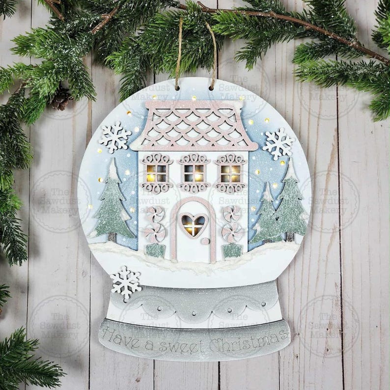 Gingerbread Kisses Snow Globe Light up Door Hanger Sign File SVG ...
