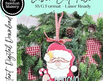 Believe Santa Ornament SVG File | Laser Cut File | Prim Santa Christmas Ornament SVG | Ornament SVG | Santa Claus Laser Svg