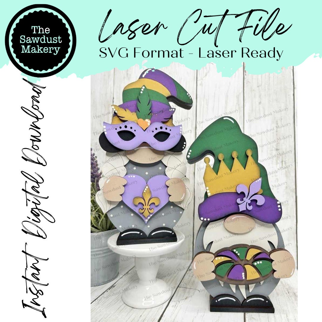 Add-on Interchangeable Gnome SVG File | Mardi Gras | Laser Cut File ...