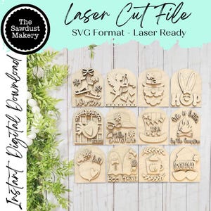 Vol. 2 saisonale austauschbare kleine gewölbte Boho Zeichen Bundle SVG Laser geschnitten Datei | Boho Zeichen | Saisonale austauschbare SVG
