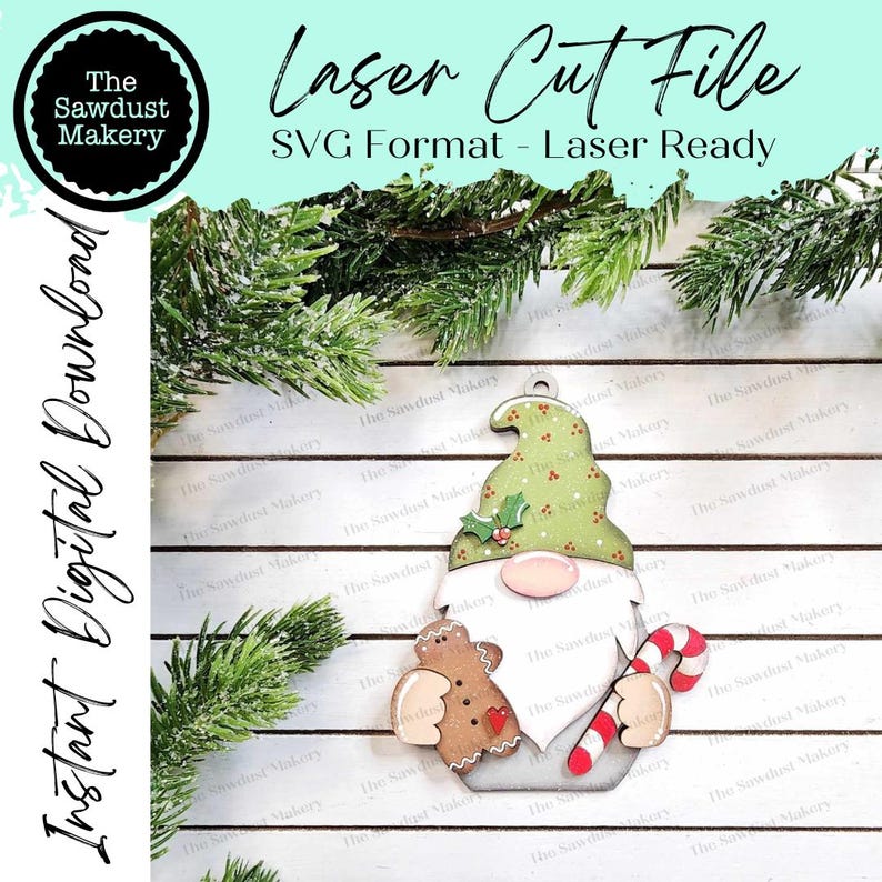 Holiday Gnome Ornament SVG File | Laser Cut File | Christmas Ornament ...
