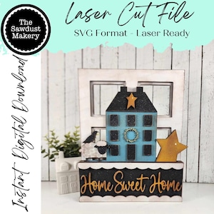Componente aggiuntivo per scatola da finestra intercambiabile / inserto per scatola da finestra Saltbox Primitive Home SVG / file tagliato al laser / supporto per mensola per scatola da finestra