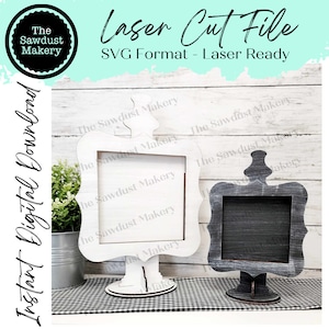 Wpuszczany wolnostojący uchwyt na znaki SVG | Wymienna rama SVG | Plik wycinany laserowo | Oprawiony znak SVG | Wystrój domu SVG | Gruba rama