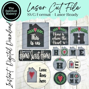 Home Sweet Home Bistro Bundle austauschbare SVG-Datei | Laser-Schnitt-Datei | Wechselrahmen | Bauernhaus Bistro Schild SVG