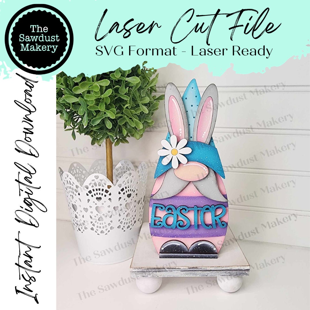 Easter Bunny Mini Gnome Shelf Sitter SVG File | Laser SVG Cut File ...