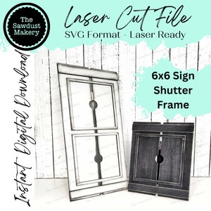 Interchangeable Shutter Farmhouse Sign Frame Bundle SVG | Laser Cut File | Glowforge | 6" x 6" Sign Insert Frame | Seasonal Interchangeable