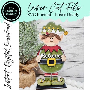 Standing Elf Boy SVG File  | Laser Cut File | Standing Christmas Elf SVG | Elf | Elf Shelf Sitter | Christmas SVG