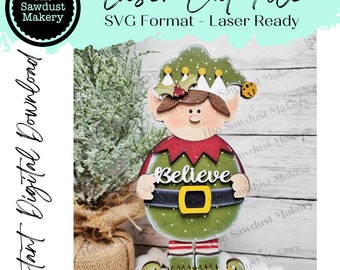 Standing Elf Boy SVG File  | Laser Cut File | Standing Christmas Elf SVG | Elf | Elf Shelf Sitter | Christmas SVG