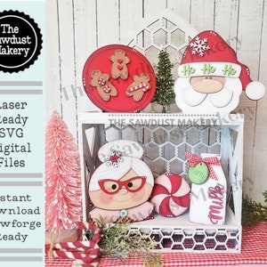 Fichier SVG du père Noël et de la mère Noël | Fichier découpé au laser | Forgelumineuse | Père Noël | Mère Noël | Lait et biscuits | Père Noël SVG | Assiette à biscuits Père Noël