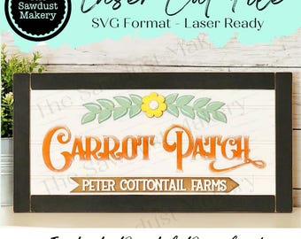 Carrot Patch Farmhouse Easter Sign SVG Laser File | Spring Laser Cut Files | Laser cut SVG | Glowforge | Easter svg | Farmhouse svg