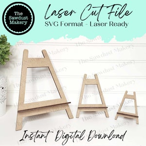 Petit support chevalet SVG | Chevalet SVG | Fichier découpé au laser | Petit porte-guirlande SVG | Décoration d'intérieur svg | Affichage de signe svg