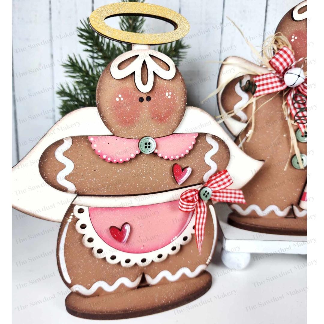 Gingerbread Angel Shelf Sitters SVG File | Laser Cut File | Christmas ...