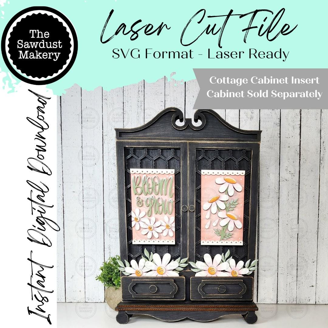 Add-on Daisy Cottage Cabinet Insert SVG | Laser Cut File | Cottage ...