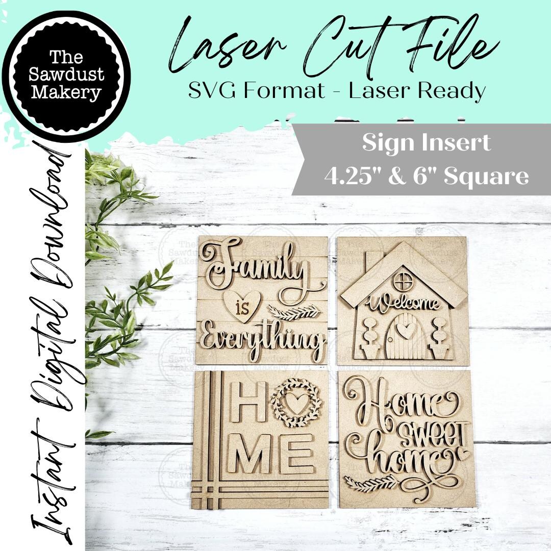 Family Home Sign Bundle | Laser Cut File | Interchangeable Frame ...